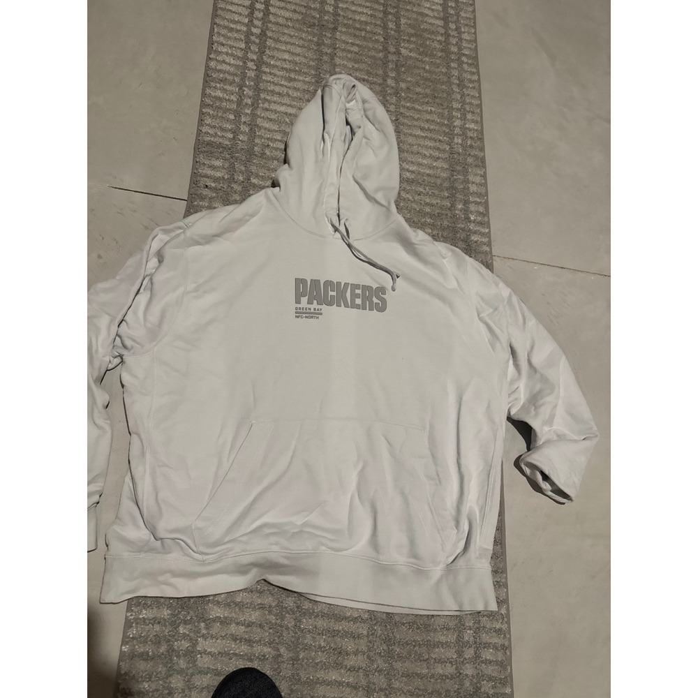 Nike Green Bay Packers NFL Hoodie Mens XXL Light Gray Pullover Sweatshirt